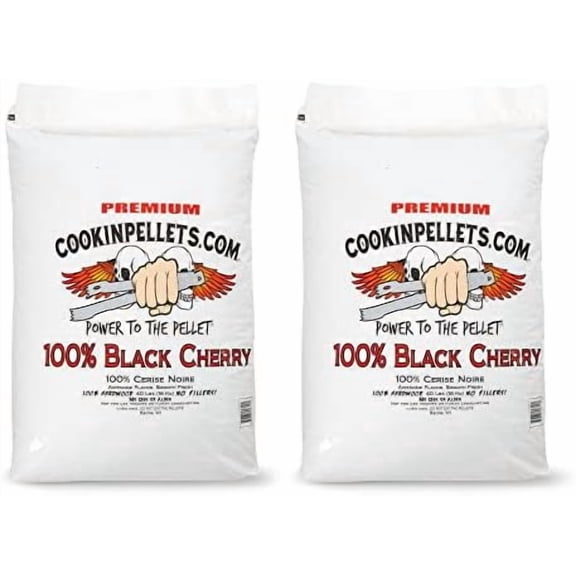 40-Pound Premium All-Natural Black Cherry Hardwood Grill Smoker Wood Pellets, No Bark or Fillers, for BBQ, Meat, and Veggies (2 Pack)$$Garden &
