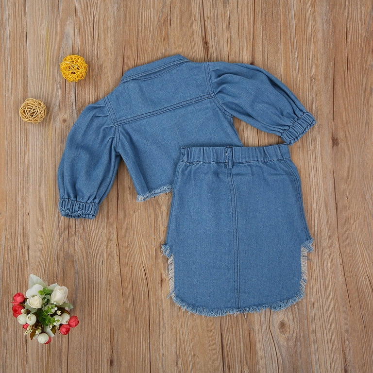 Denim two piece shop skirt and jacket