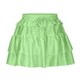 thumbnail image 4 of Jinhomg Jupe Superposée Femme Mignonne Ourlet à Volants Robe Plissée Évasée Confortable Taille Élastique Mini Robe Mode 2025 Y2K Mode Urbaine Vert m, 4 of 7