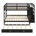 thumbnail image 4 of Harper & Bright Designs Full Over Full Bunk Bed with Trundle and Stairs, WoodBunk Beds with Storage Drawers and Guardrail for Adults, Espresso, 4 of 12