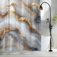 thumbnail image 2 of Ombre White Golden Black Marble Texture Fabric Shower Curtain Modern Art Washable Shower Curtains for Bathroom, Waterproof Bath Curtain with Hooks Home Decor 72x72in, 2 of 8