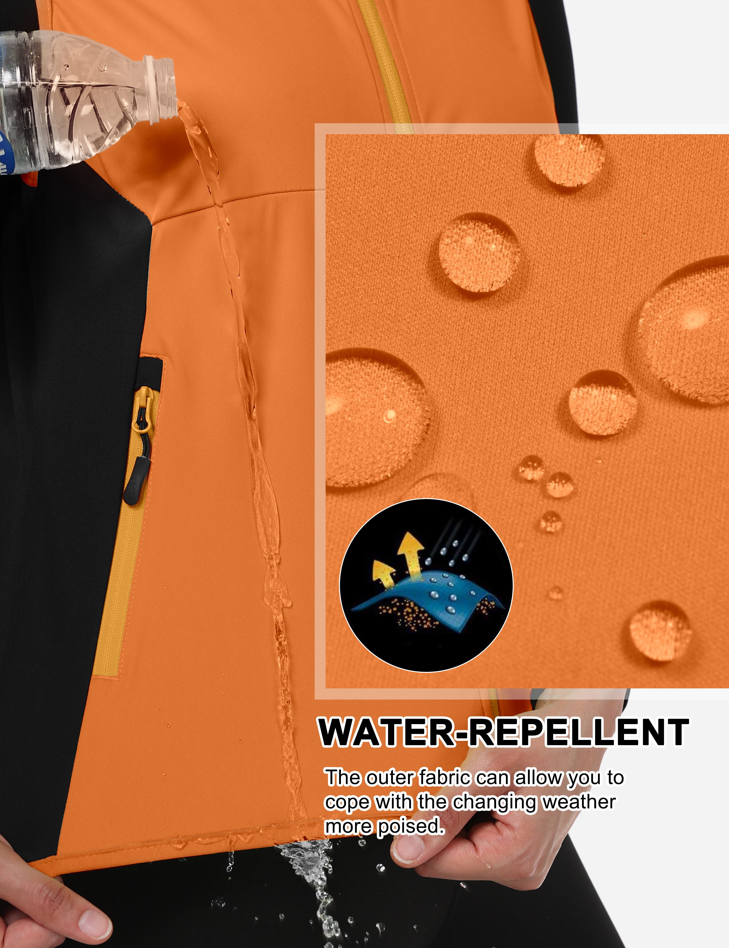 Little Donkey Andy Windproof Sleeveless Vest Jacket for Women, Water-Repellent Stretch Sports Vest for Cycling, Running (Orange L)