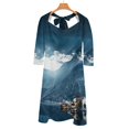 thumbnail image 2 of Hallstatt In Austrian Alps Back Lacing Backless Dress Square Neck New Plus Size Elegant Women Dress Bridge Built Structure, 2 of 5
