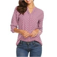 thumbnail image 2 of Goodtrade8 Polka Dot Tops for Women Plus Size Long Sleeve Pink Casual V-Neck Shirt Winter for Women, 2 of 6