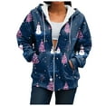 thumbnail image 5 of idosla Christmas Hoodie for Women Zip Up Trendy Graphic Hooded Sweatshirt Comfy Casual Long Sleeve Winter Tops (Blue, XL), 5 of 7