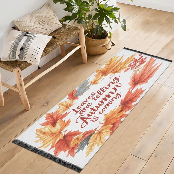 Yayeee Runner Rug for Bedroom 2'x6' Machine Washable Hallway Non Slip Mat, Leaves Pattern
