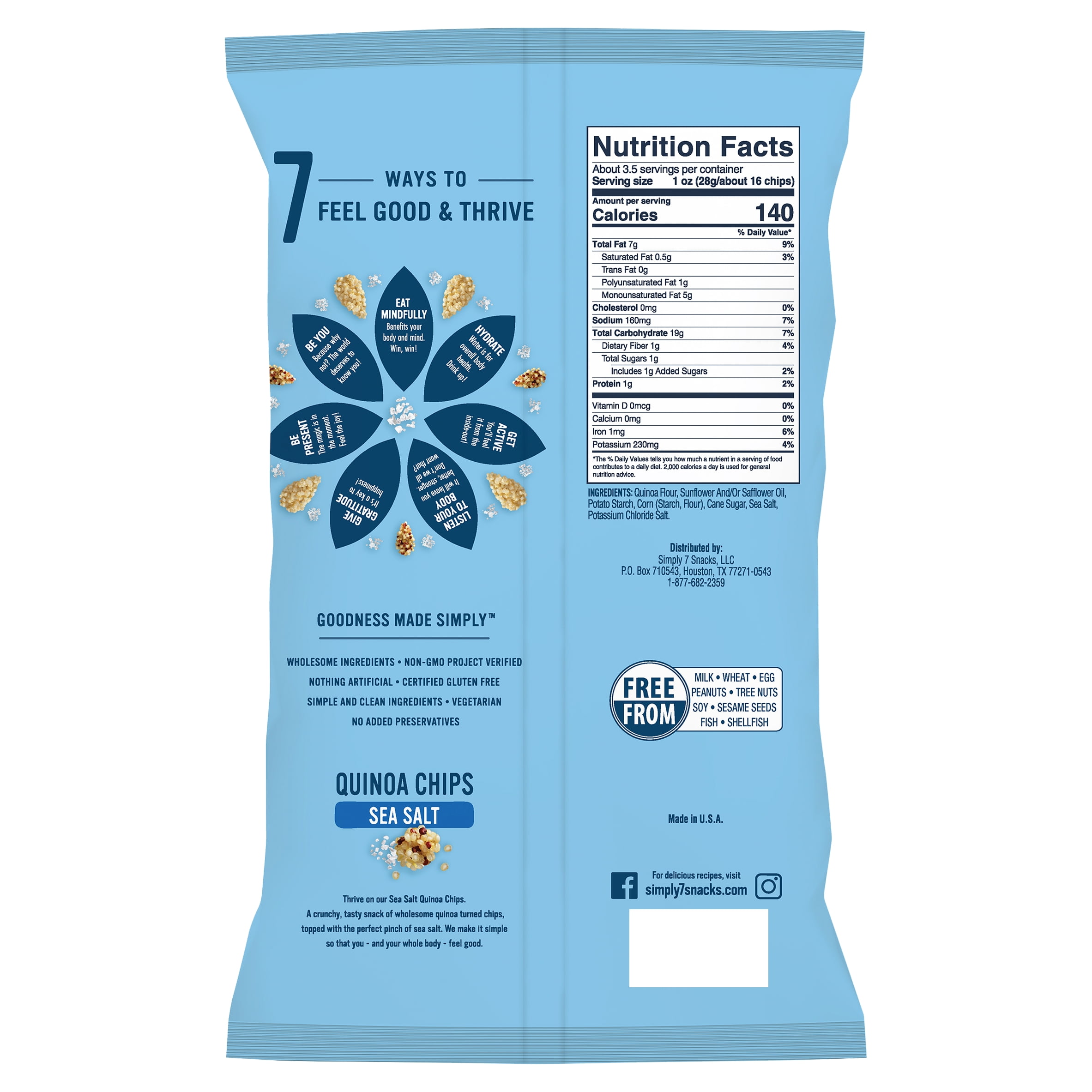 (8 Pack)Simply 7 Sea Salt Quinoa Chips, 3.5 oz