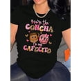 thumbnail image 1 of Motif Beignet Anglais Imprimé Tendance Col Rond Manches Courtes, T-Shirt de Sport Simple et Décontracté, Haut d'Été Confortable pour Femmes pendant les Vacances. Fête des Pères, Fête des Mères, Nouvel An, Sp, 1 of 6
