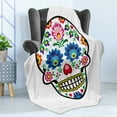 thumbnail image 4 of Sugar Skull Soft Flannel Fleece Throw Blanket, Polish Folkloric Art Style Mexican Sugar Skull Design Carnival Theme, Cozy Plush for Indoor and Outdoor Use, 70" x 90", Multicolor, by Ambesonne, 4 of 5