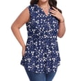 thumbnail image 2 of OutfitShow Women Plus Size Blouse, Casual V Neck Sleeveless Shirt Pleated Button Tunic Top, 2 of 7
