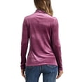 thumbnail image 3 of INSPIRE CHIC Women's Top Long Sleeve Mock Neck Turtleneck Stretchy Velvet Blouse XL Pink Purple, 3 of 5