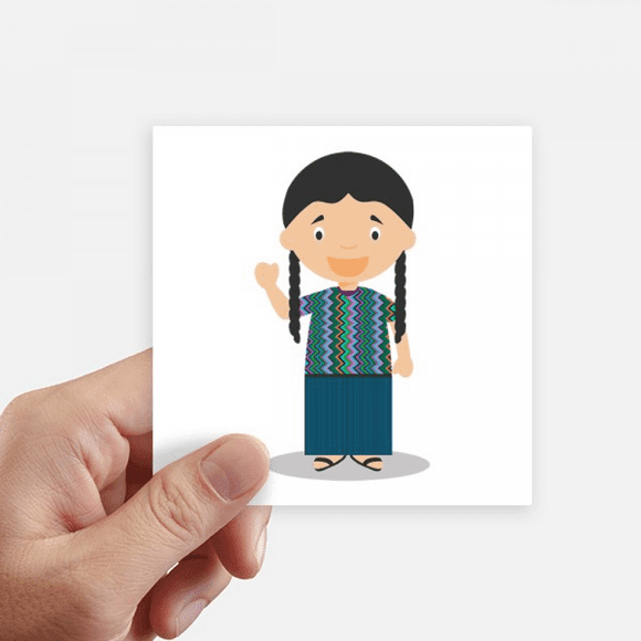 Long Pigtail Guatemala Cartoon Sticker Square Waterproof Stickers Wallpaper Car Decal