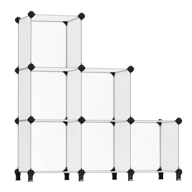 SONGMICS Estantería Modular 6 Compartimentos Organizador Plástico con Patas 30x30x30 cm