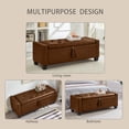 thumbnail image 4 of GZXS 48" W Storage Ottoman Bench, Brown PU Upholstered Button-Tufted Entryway Bench for Living Room, Bedroom, Hallway, 4 of 9
