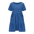 thumbnail image 4 of Gspmoly Robe pour Femmes, Mode Femmes Décontractée Aguichant Col Rond Uni Été Manches Courtes Poches Robe Robes de Cocktail pour Femmes Cadeaux de Vacances, 4 of 6