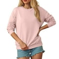 thumbnail image 7 of larppty Women's Casual Crew Neck Sweatshirt Loose Soft Long Sleeve Pullover Tops with Pocket (Light Pink, S), 7 of 7