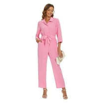 KAWELL Pink Power Jumpsuit Costume for Women - Pink Cowgirl Halloween Cosplay Outfit, 2025 Movie Dress Up Party