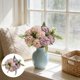 thumbnail image 4 of Yhmxh Flores artificiales de rosas e hortensias, ramo de seda con tallos, tallos de flores RFaux para bodas, fiestas, arreglos florales, decoración de mesas y centros de mesa para el hogar., 4 of 5