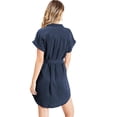 thumbnail image 3 of Sneak Peek Women's Juniors Casual Button Down Shirt Dress (Navy Blue, Medium), 3 of 3