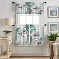 thumbnail image 2 of Teal Kitchen Curtains Flower Farmhouse Kitchen Curtains Floral Butterfly Country Kitchen Curtains Tiers and Valances Set 3 Piece for Kitchen Windows, 2 of 6