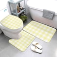 thumbnail image 3 of Bathroom Rugs Sets 3 Piece - Lemon Yellow Checkboard A Absorbent Non Slip Bath Mats, U-Shape Toilet Lid Cover, Contour Mat, Soft Washable Shower Mats Bath Rug Mat for Bathroom Tub Toilet, 3 of 7