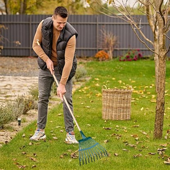 AUHomi Garden Leaf Rake Head, Lawn Rake Head, 11-Teeth Shrub Rake Head, Garden Leaf Scoops Replacement Head, Steel Pitch Fork Metal Rake Head for Garden Cleaning Sweep