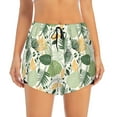 thumbnail image 2 of Picia Hawaiian Style Pattern Women's 2 in 1 Athletic Running Shorts High Waisted Workout Casual Gym Sweat Shorts with Comfy Liner Zipper Pockets-X-Large, 2 of 9