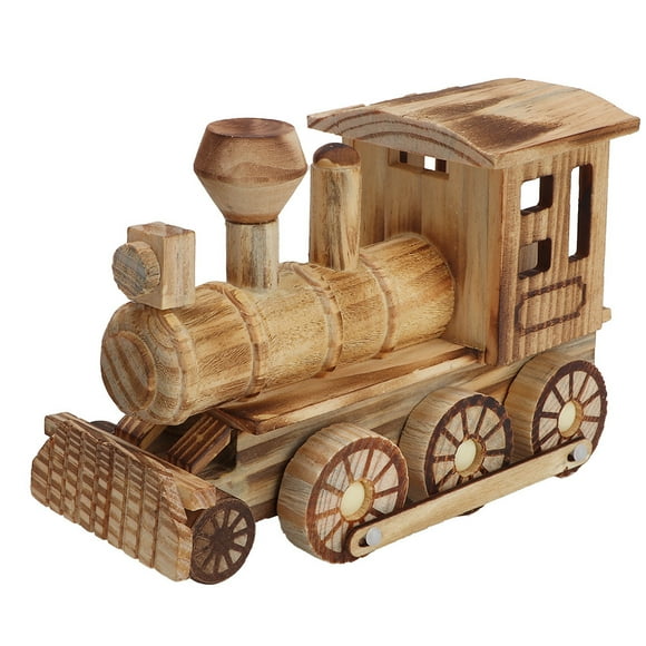 Modelo de locomotora de madera, tren de vapor simulado, decoración del hogar, juguete para niños, regalo