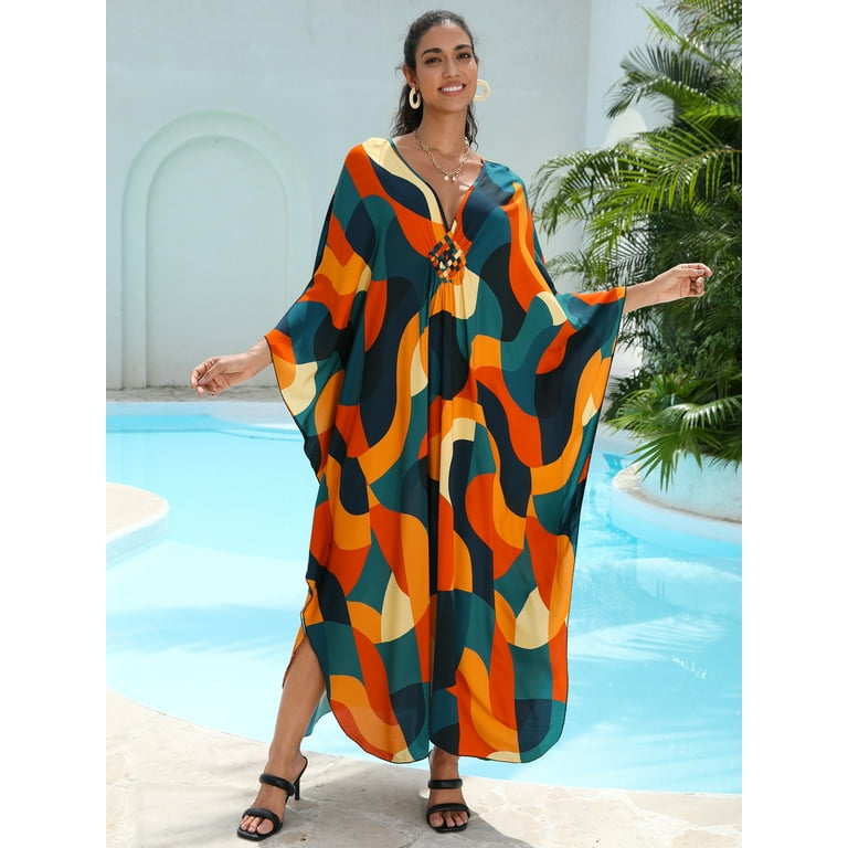 beach cover up dresses plus size Full Size Boho Print Surplice Beach Cover Up Dress Plus Size – Charming  Charlie main image 1