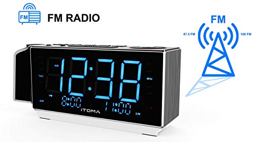 iTOMA Alarm Clock Radio-Time Projection,FM Radio,Dual Alarm,Snooze