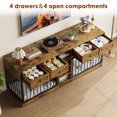 thumbnail image 3 of Garvee 82” Large Dog Crate for 2 Dogs, Double Dog Kennel Furniture with 4 Drawers & Shelves, Heavy-Duty Wooden Dog Crate TV Stand, Indoor Dog Cage for Medium to Large Dogs, Brown, 3 of 8