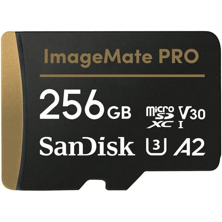SanDisk 256GB ImageMate PRO microSDXC UHS-1 Memory Card with Adapter - C10, U3, V30, 4K UHD, A2 Micro SD Card - SDSQXBD-256G-AW6KA