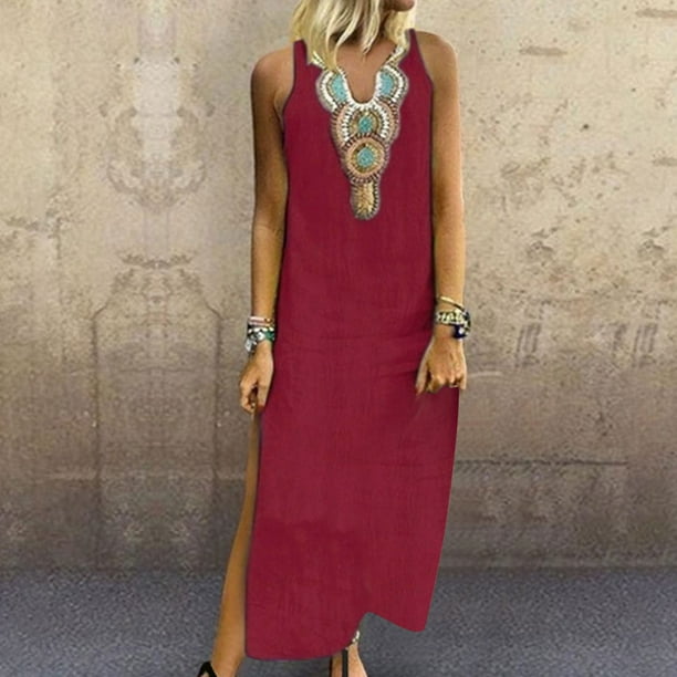 WILLBEST Vestidos Floreados para Mujer Vestidos de Verano para Mujer Casual Suelto Bohemio Vestido Floral Correa Maxi Vestido Mediana