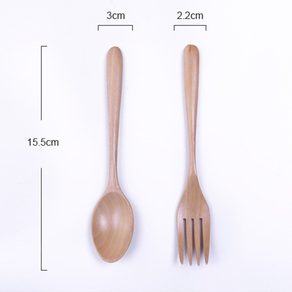 Japonés Solid Wood Children's Spoon Fork Vepteware Single Spoon Setware Set 