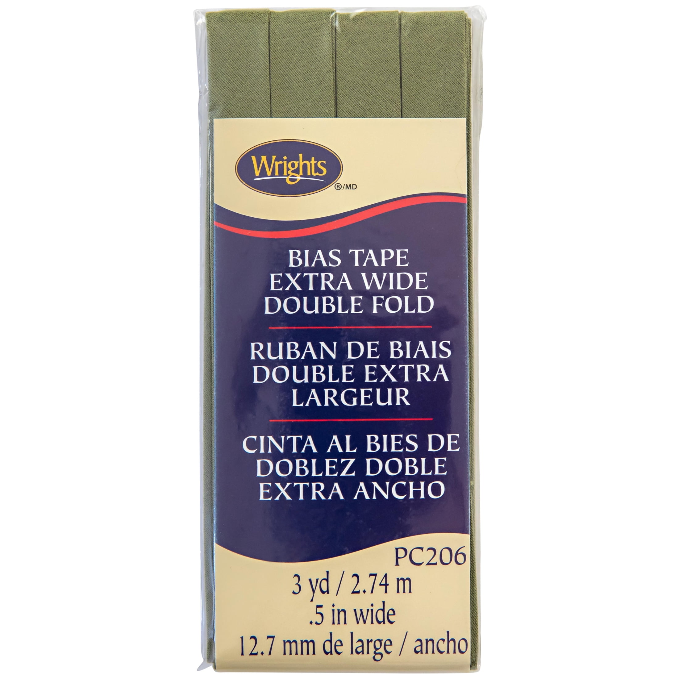 Wrights 1/2" Leaf Green Extra Wide Double Fold Bias Tape, 3 yd