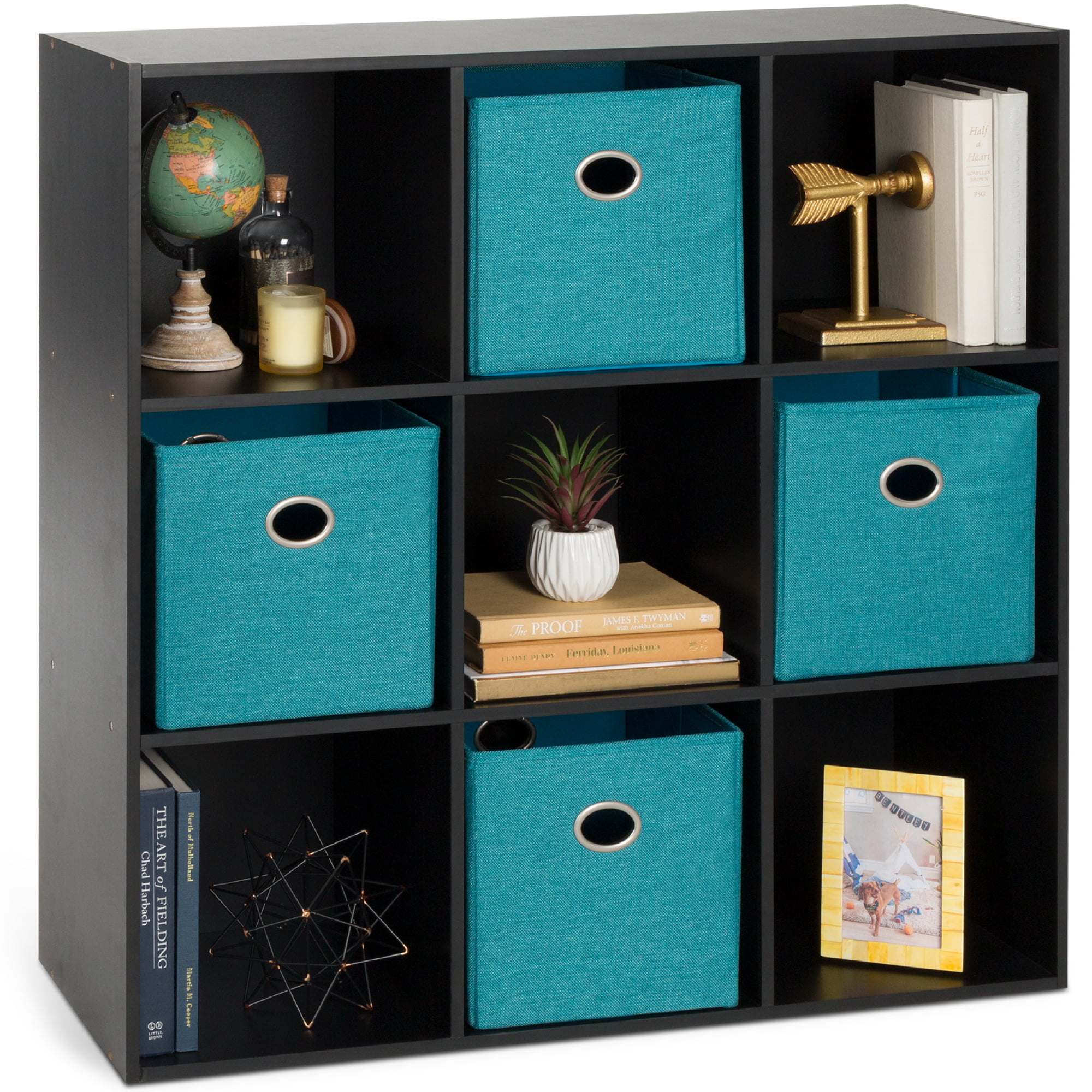 9 Cube Storage Organizer Floor Bookshelf Close Back Compact Sturdy Easy Assembly 