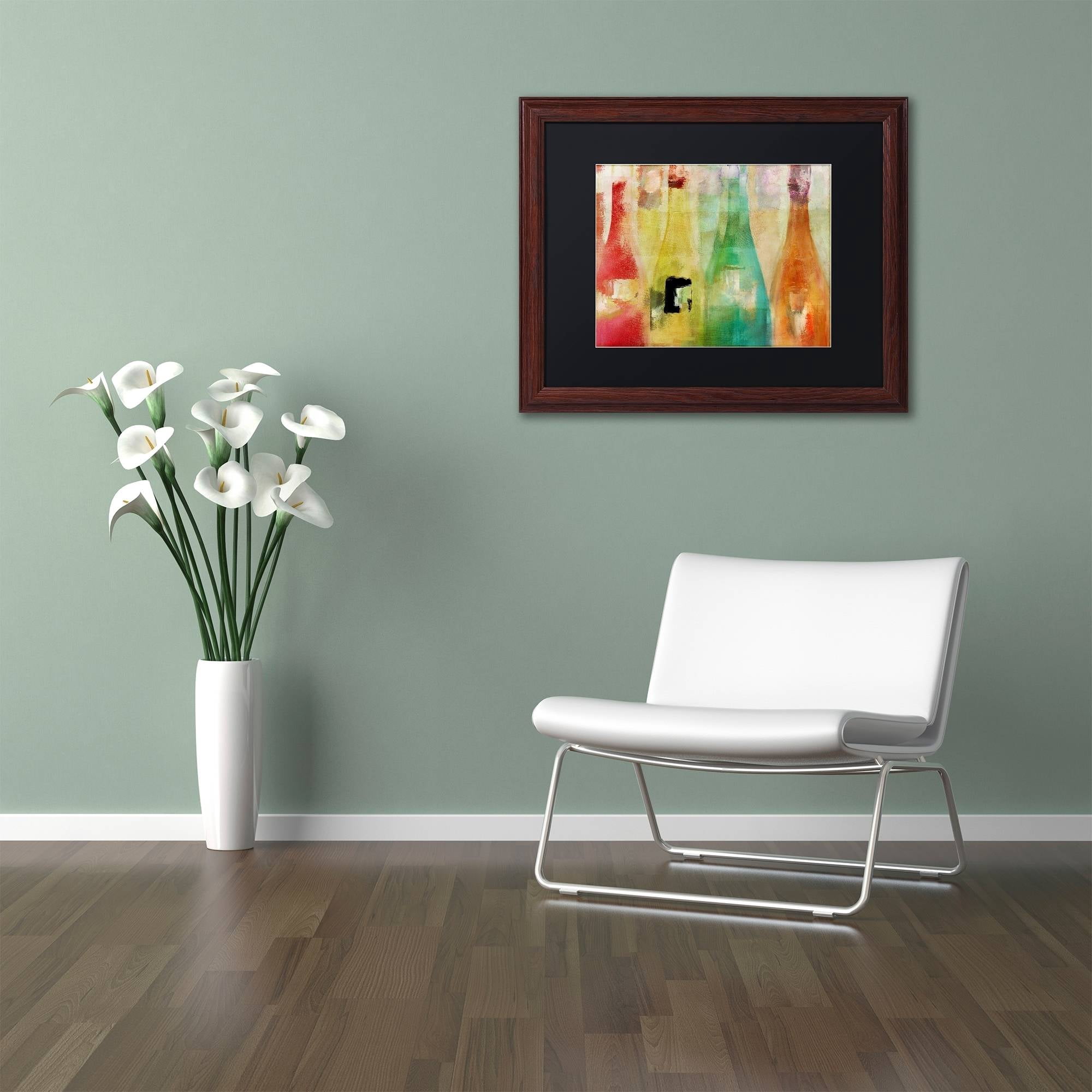 Trademark Fine Art "Bouteilles" Canvas Art by Color Bakery Black Matte, Wood Frame