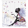 thumbnail image 3 of Ambesonne Fantasy Shower Curtain, Spring Wings Floral Print, 69"Wx75"L, Lavender Blue, 3 of 3