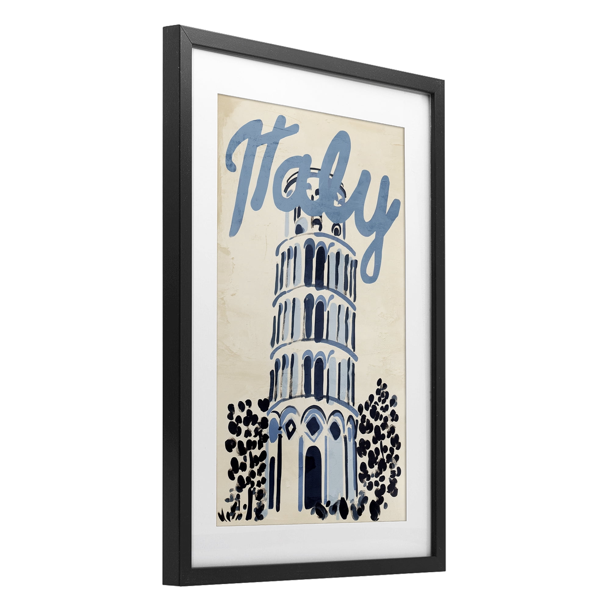Stupell Industries Blue & Beige Italy Travel Black Framed Print Under Glass, design by Annabelle Hall