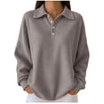 thumbnail image 2 of Tdoqot Womens Sweatshirts With Collar- Lapel Long Sleeve Casual Loose Fit Spring Shirts Gray Size 3XL, 2 of 5