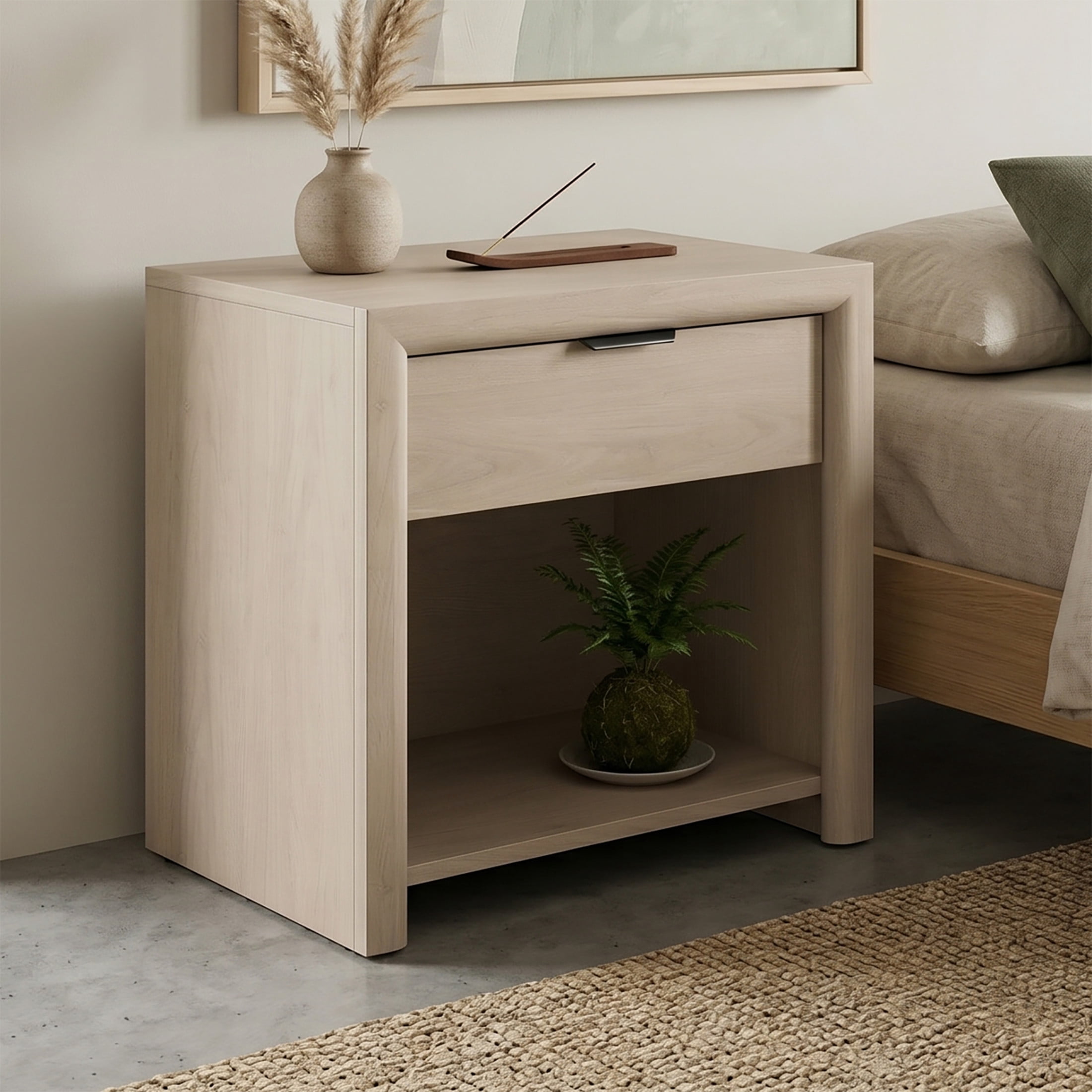 Evelyn&Zoe Modern/Contemporary 24" Wide Alder White Nightstand