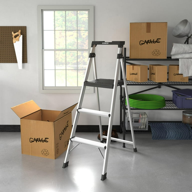 COSCO, 3-Step Folding Step Stool, 5' Lite Solutions, Black