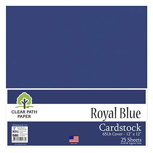 Royal Blue Cardstock 12 x 12 inch 65Lb Cover 25 Sheets Clear