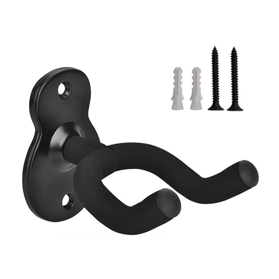 Guitar Stand Wall Mount Hanger, Black U-Shaped Guitar Wall Hanger Mount Holder Hook Stand with Soft Cotton Padding for Bass, Banjo, Acoustic, Ukulele(One Pcs)