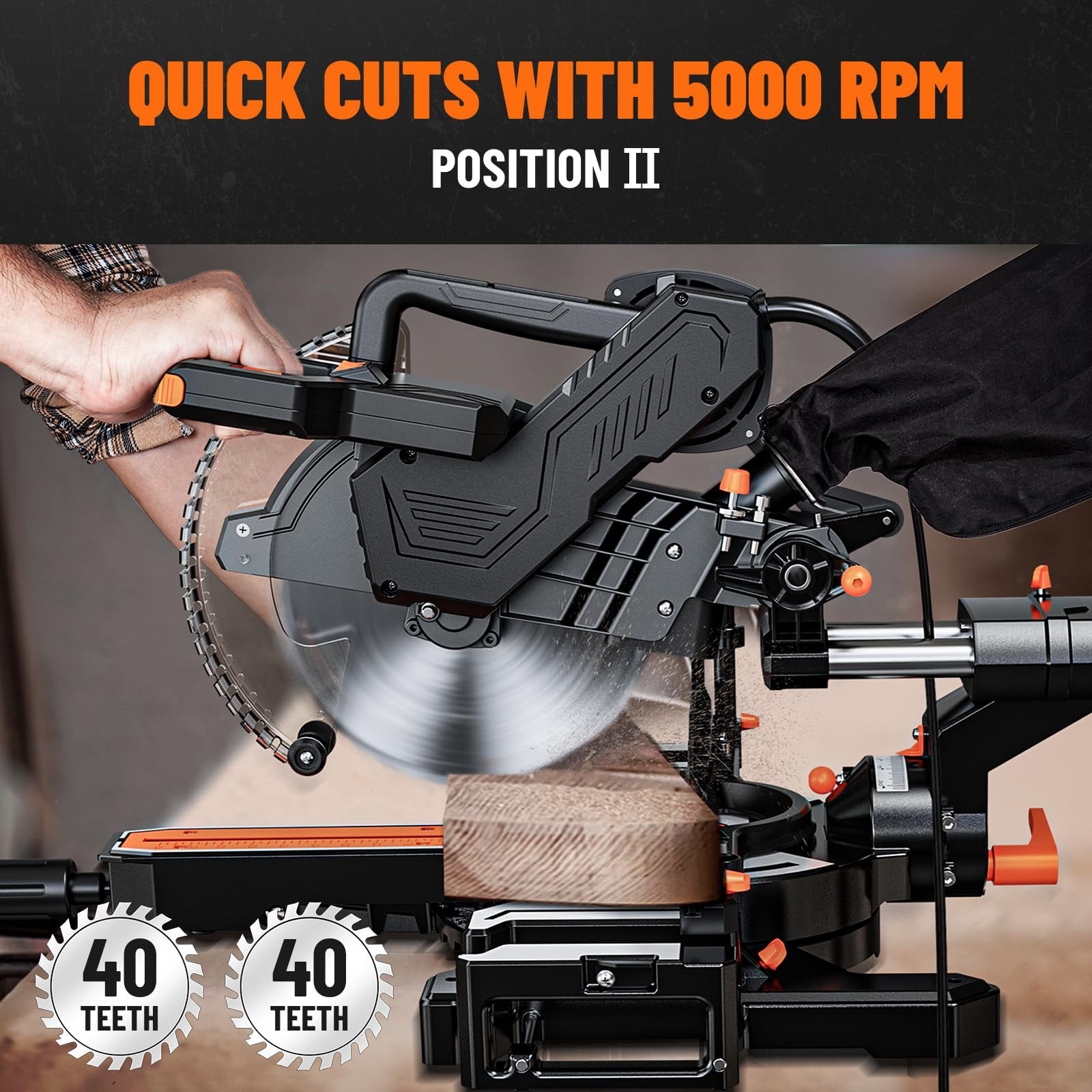 DOVAMAN 10-Inch Dual Bevel Sliding Miter Saw with LED Shadow Line, 15A Motor, 2-Speed Control, Wide Cutting Capacity