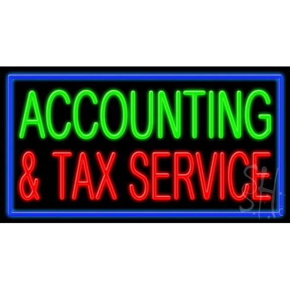 Accounting And Services LED Neon Sign 13 x 24 - inches, Black Square Cut Acrylic Backing, with Dimmer - Bright and Premium built indoor LED Neon Sign for Defence Force.
