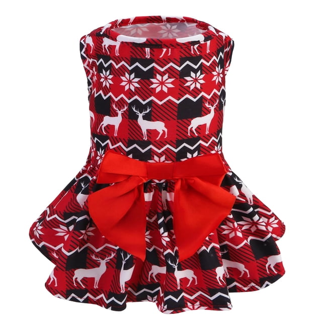 Vestido para Perro PUPTECK con Moño Navideño y Ciervo XS