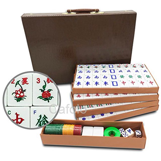 Mose cafolo Chinese Mahjong X-Large 144 Azulejos de melamina numerados 1.5 "Azulejos grandes con estuche de viaje Pro complete Mahjong Game Set - (Mah Jong, Mahjongg, Mah-Jongg, Mah Jongg, Majiang) Mose Cafolo 769560223426