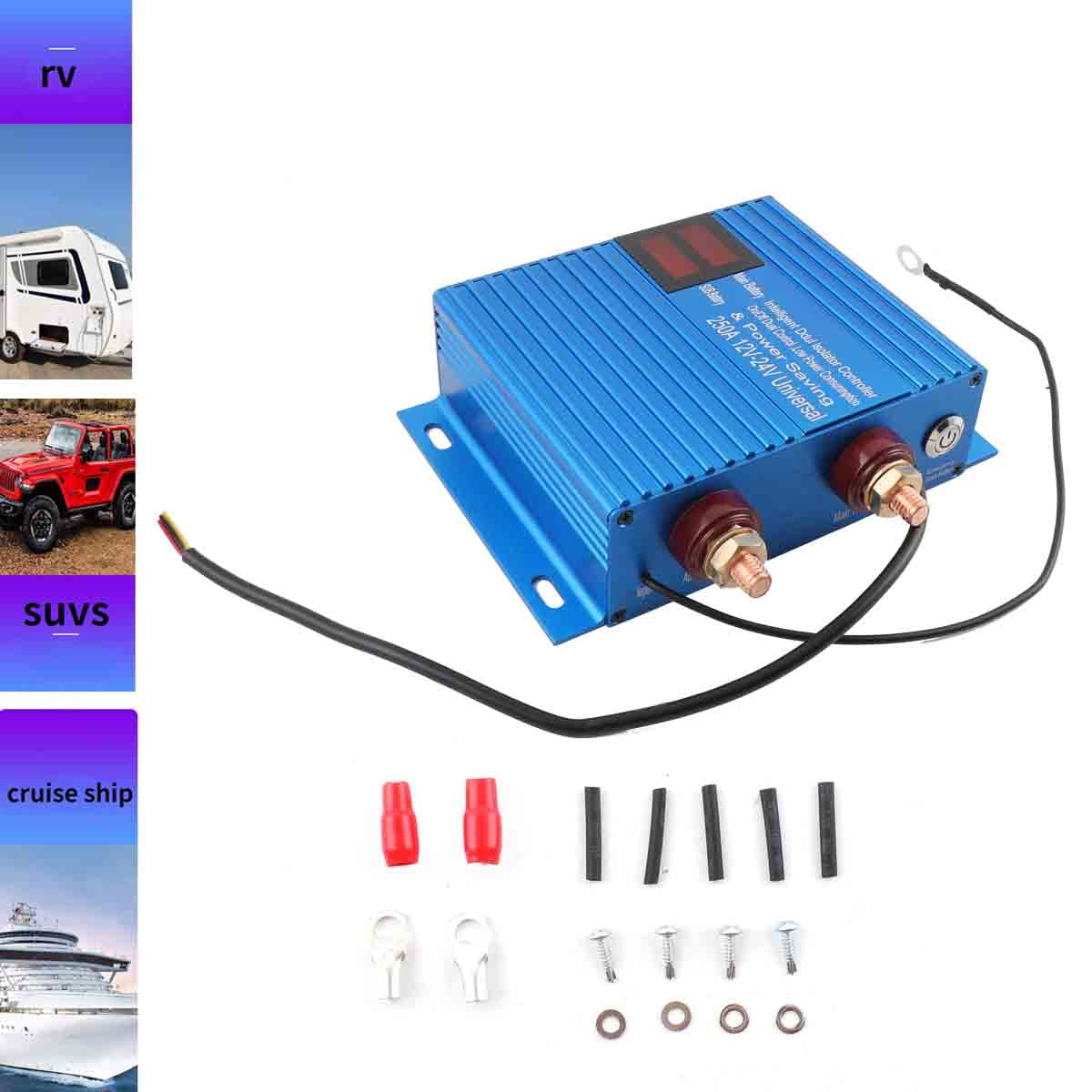 SUDEG Dual Battery Smart Isolator 12V/24V Universal 250 Amp Voltage Sensitive Relay