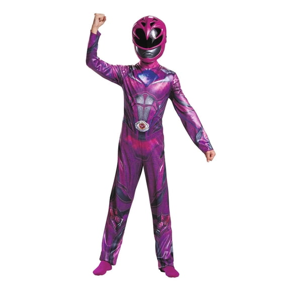 Disguise Girls' Classic The Power Rangers Movie Pink Power Ranger Jumpsuit Costume - Size 10-12